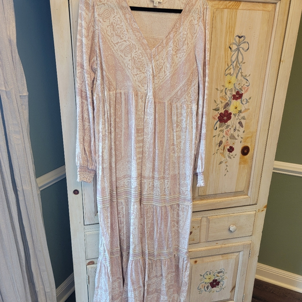 Wonderly pink gauze tiered maxi dress
